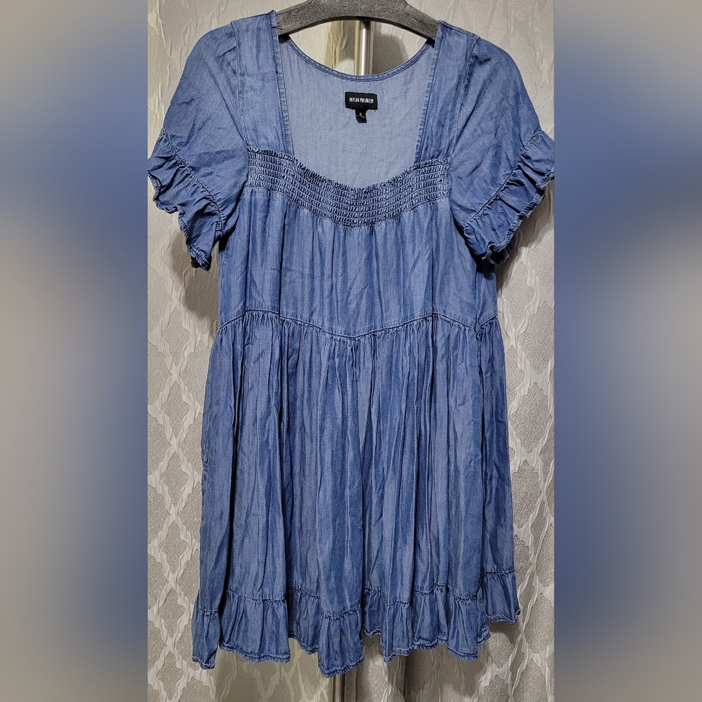 Poison Mushroom - Vintage Shades of Blue Denim Dress
